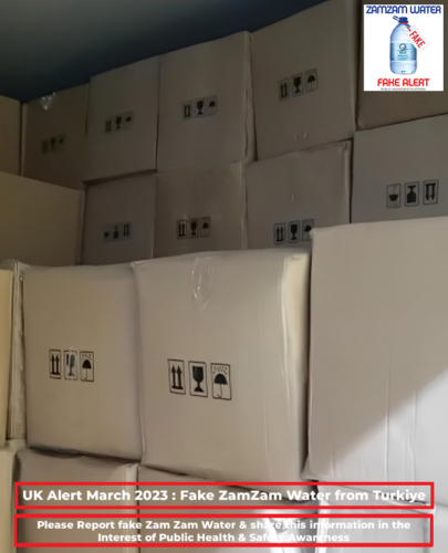 5-fake-zamzam-water-turkiye-uk-alert-report-white-printed-boxes-brown-box-shiny-plastic-sealed-bag-counterfeit-bottle-differences-facebook-twitter-instagram